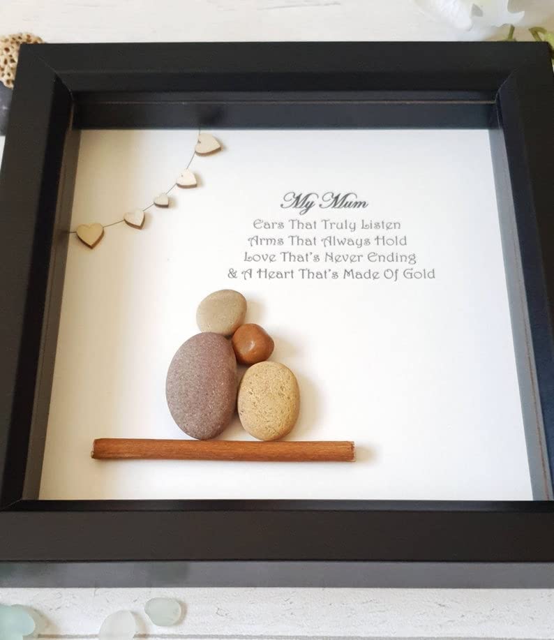 My Mum Pebble Art Picture, Mum Gift From Daughter/Son, Mum Birthday Mother's Day Pebble Art Gift, Family Pebble Mummy Mom Birthday Present. (My Mum)