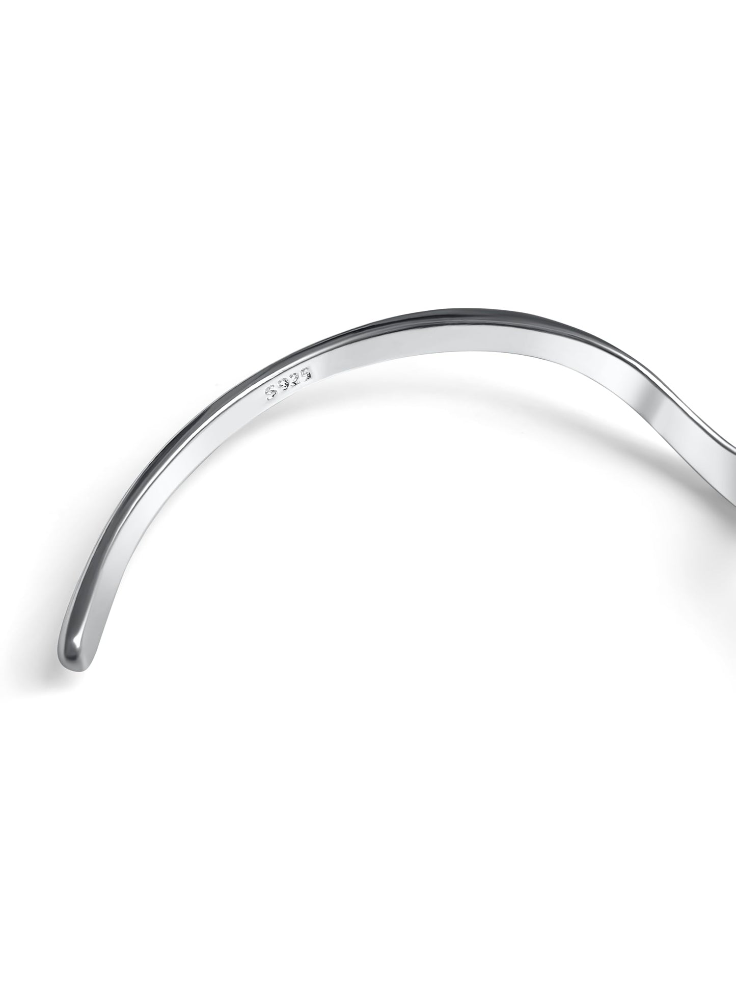 925 Sterling Silver Wave Bangle Bracelet for Women – Adjustable Modern Cuff, Handmade Minimalist Design – Polished Torque Bangle in Gift Box