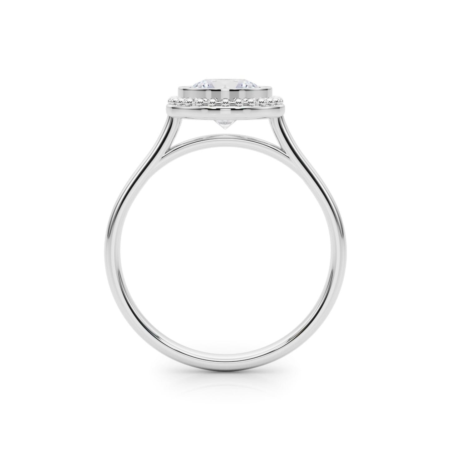 JTC LTD 9K White Gold 0.25 Ct Bezel Set Lab Grown Diamond Solitaire Ring | UK Hallmarked Engagement Ring - Size Q