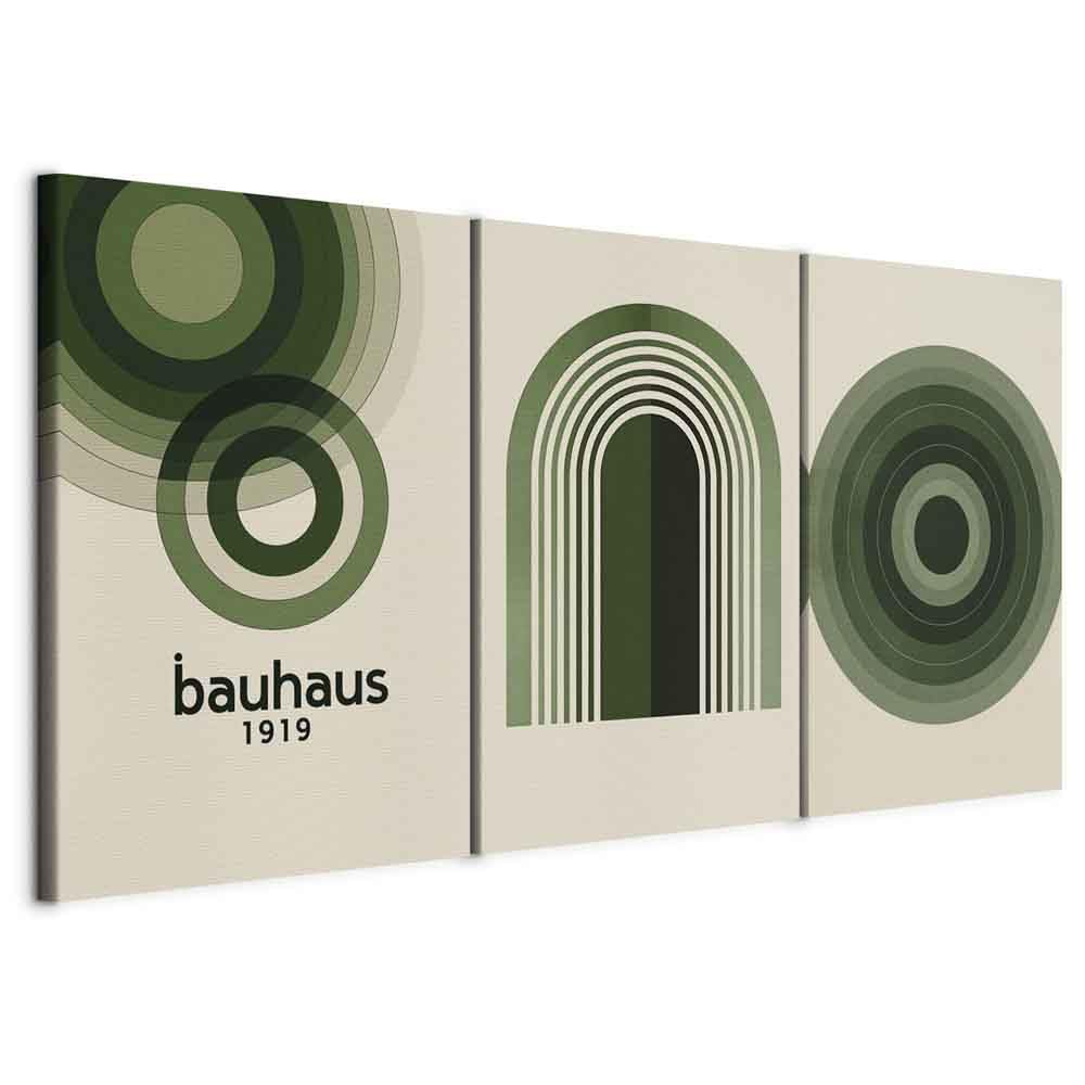 murando - Art Set of 3 Canvases Wall Art Geometric Circle 120x60 cm (3 pcs. 40x60 cm each) Acoustic Wall Multi Part Canvas - 3 Piece - Room Decor Print Living Room - Dark Green a-H-10131-b-a
