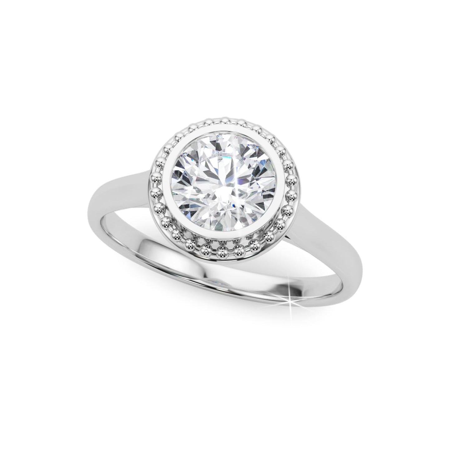 JTC LTD 9K White Gold 0.25 Ct Bezel Set Lab Grown Diamond Solitaire Ring | UK Hallmarked Engagement Ring - Size Q