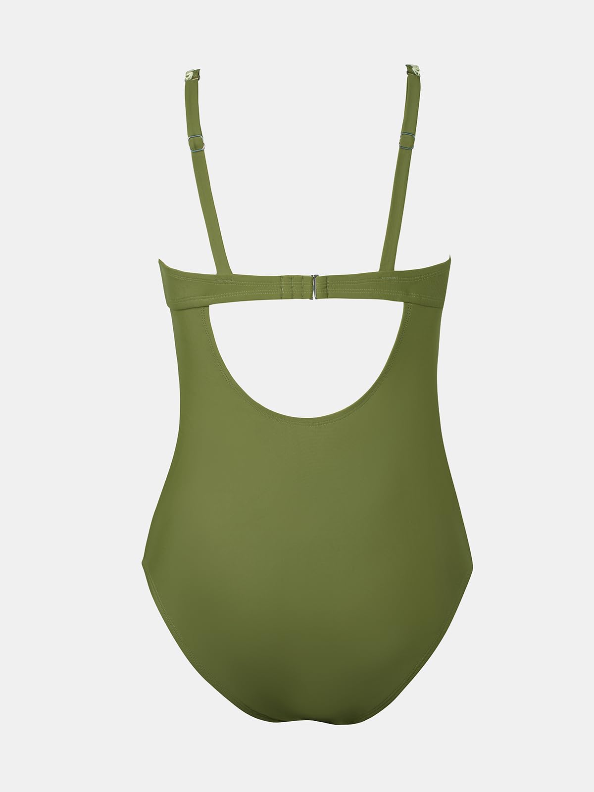 CUPSHE Maternity One Piece Swimsuit Adjustable Strap Ruched Shell Stitched Back Cutout Pregnancy Swimwear Green M