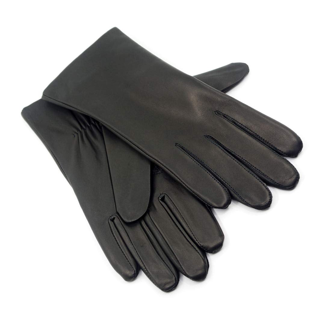 Harssidanzar Women's Leather Winter Gloves,Genuine Lambskin Leather Lined Cashmere Warm Driving Gloves For Women GL006UK,Black,Size XL