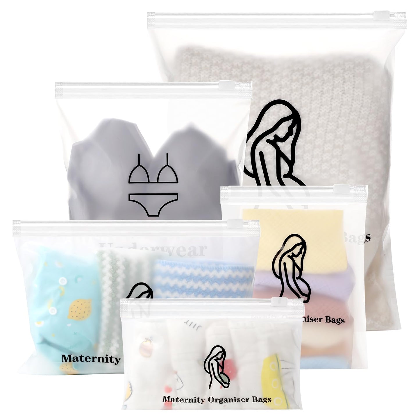 20 Pcs Baby Hospital Maternity Organiser Bags, 38 * 28cm Reusable Plastic Ziplock Hospital Bags Maternity Essentials Travel Clothes Storage Bags for Mum to Be, Newborn Baby