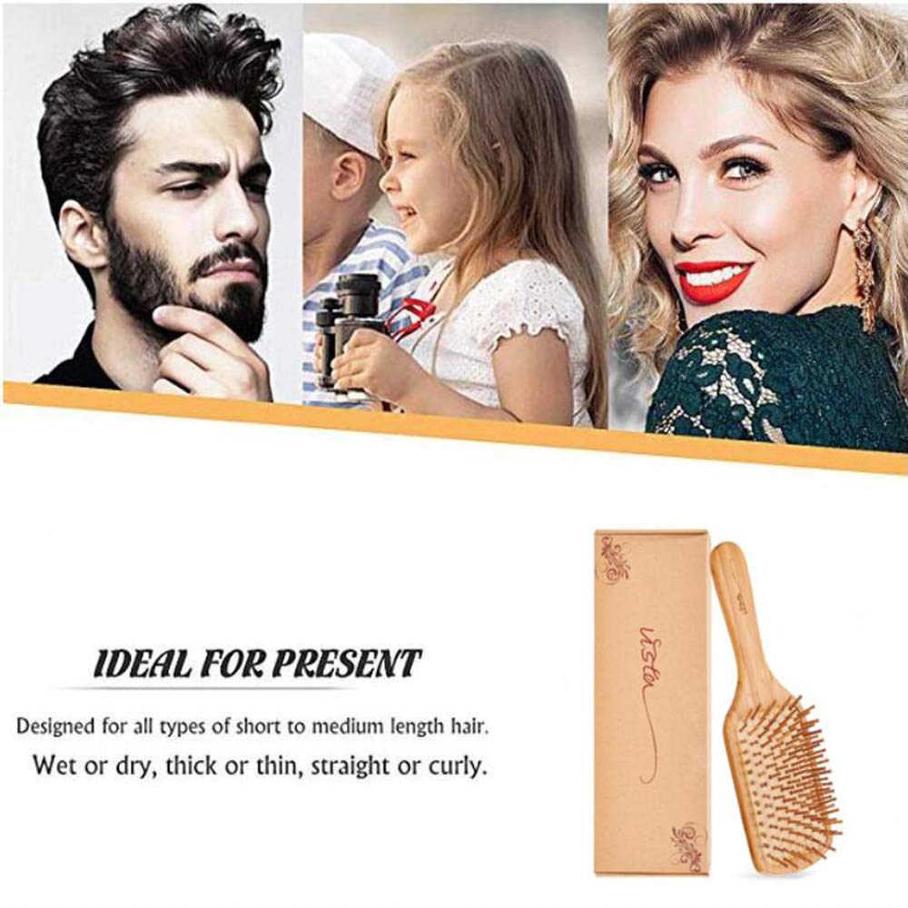 Hair Brush Bamboo Hairbrush For Long,Thick,Curly,Wavy,Dry or Damaged Hair, Paddle Hair Brush Reducing Hair Breakage and Frizzy, No More Tangle