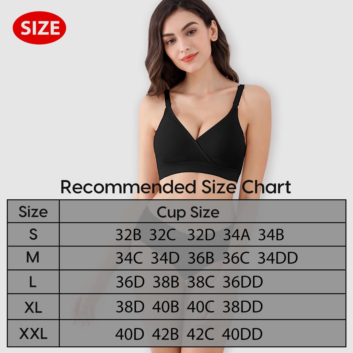 Vinfact Nursing Bra 3 Pack Seamless V Neck Maternity Bra Women Pregnancy Breastfeeding Bra(A-Black,Nude,Grey,M)