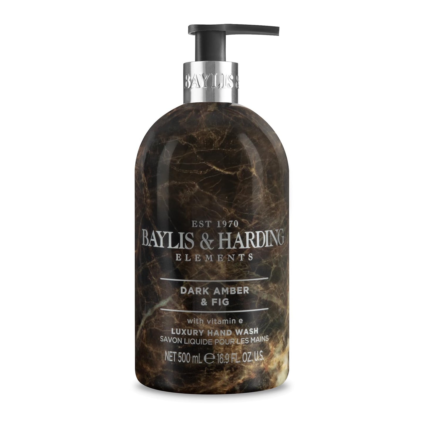 Baylis & Harding Dark Amber & Fig Elements Hand Wash, 500 ml (Pack of 3) - Vegan Friendly