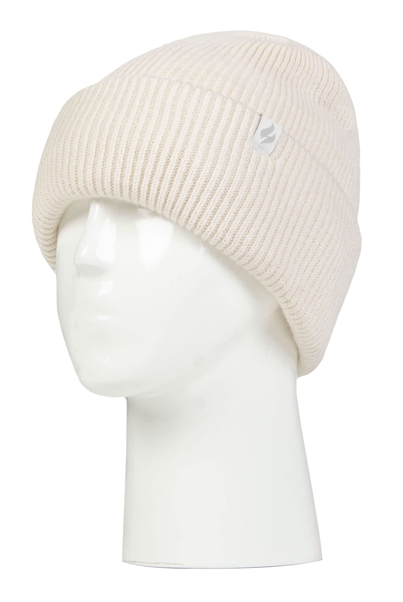 HEAT HOLDERS Womens Beanie Hat with Heatweaver Fleece Lining Ladies Fashionable Turnover Cuff Hat (One Size, Cream)
