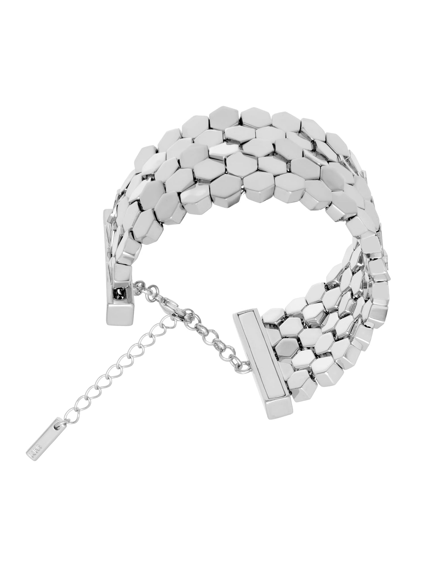 Karen Millen Mosaic Wide Bracelet for Women (Silver)