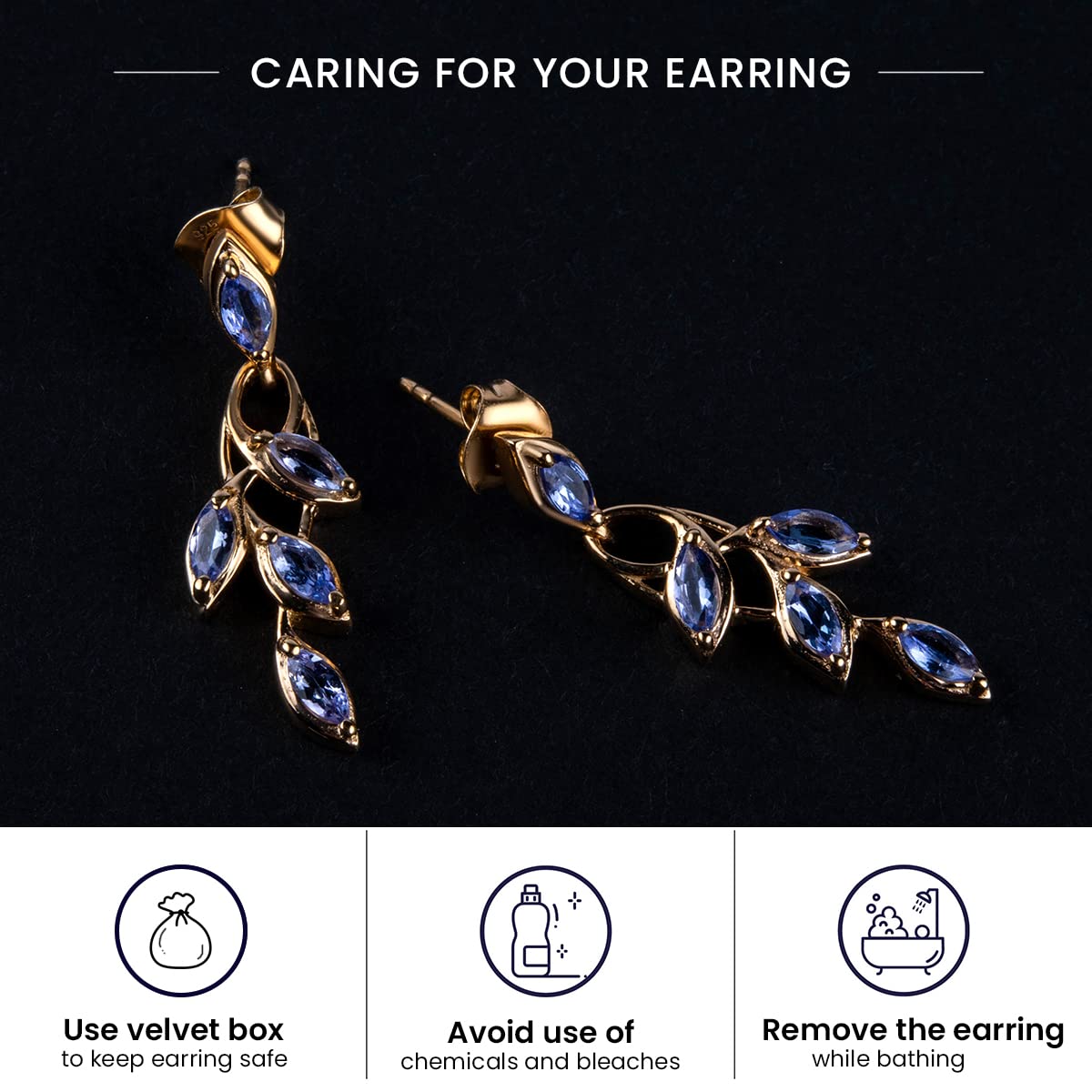 TJC Tanzanite Drop Dangle Earrings for Women in 14ct Gold Plated 925 Sterling Silver for Girlfriend Wife Mother Blue Coloured December Birthstone