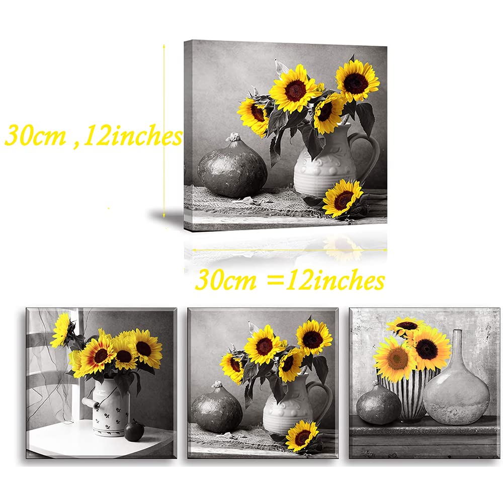 Piy Painting Sunflower Canvas painting Sunflower is a Flower that Yearns for Light Picture on Canvas, 3 Panel Canvas Repetition Décor Decorative arts for Living Room Birthday Gift 30x30cm