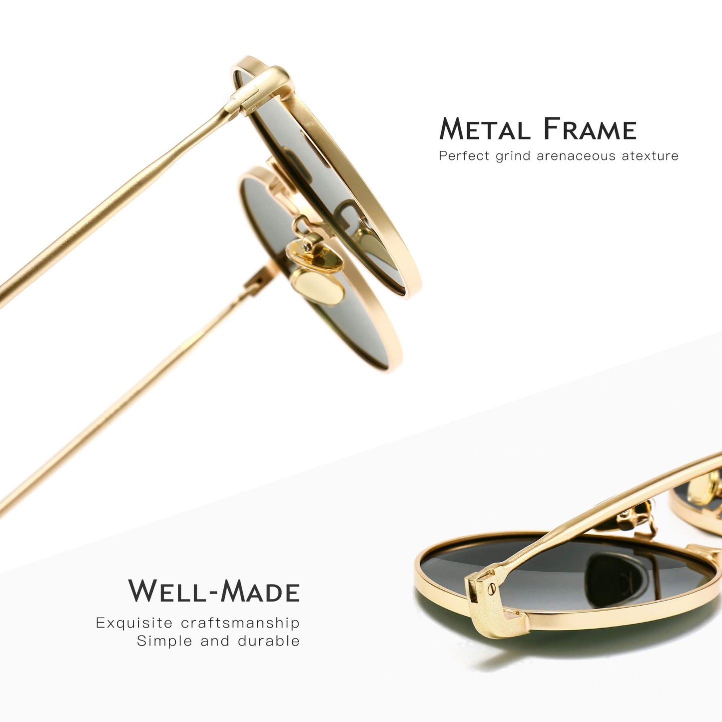 SUNGAIT Round Vintage Polarised Sunglasses Classic Retro Metal Frame Sunglasses Circular for Women Men(Gold Frame/Polarized Green Lens)-SGT059JKMOLVUUK