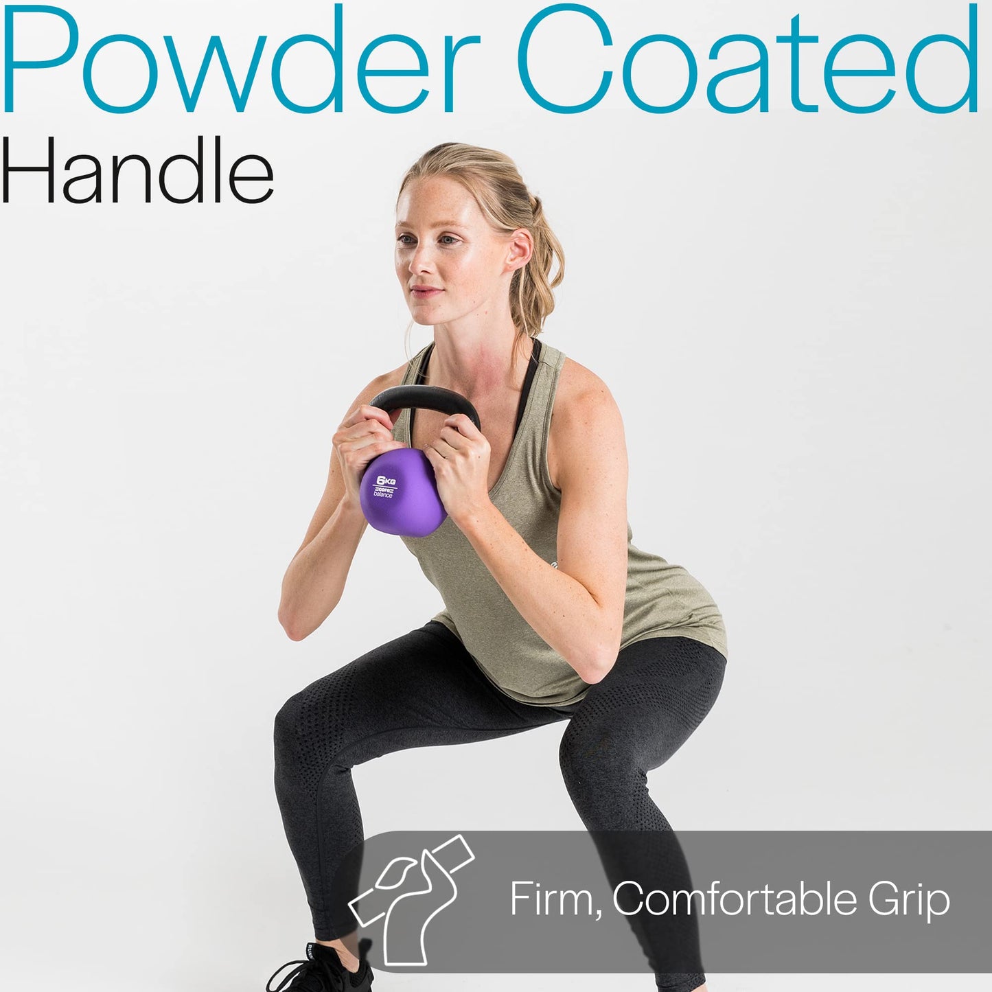Core Balance 6kg Kettlebell Weight Cast Iron Neoprene Coated Heavy Duty Strength Training (Purple)
