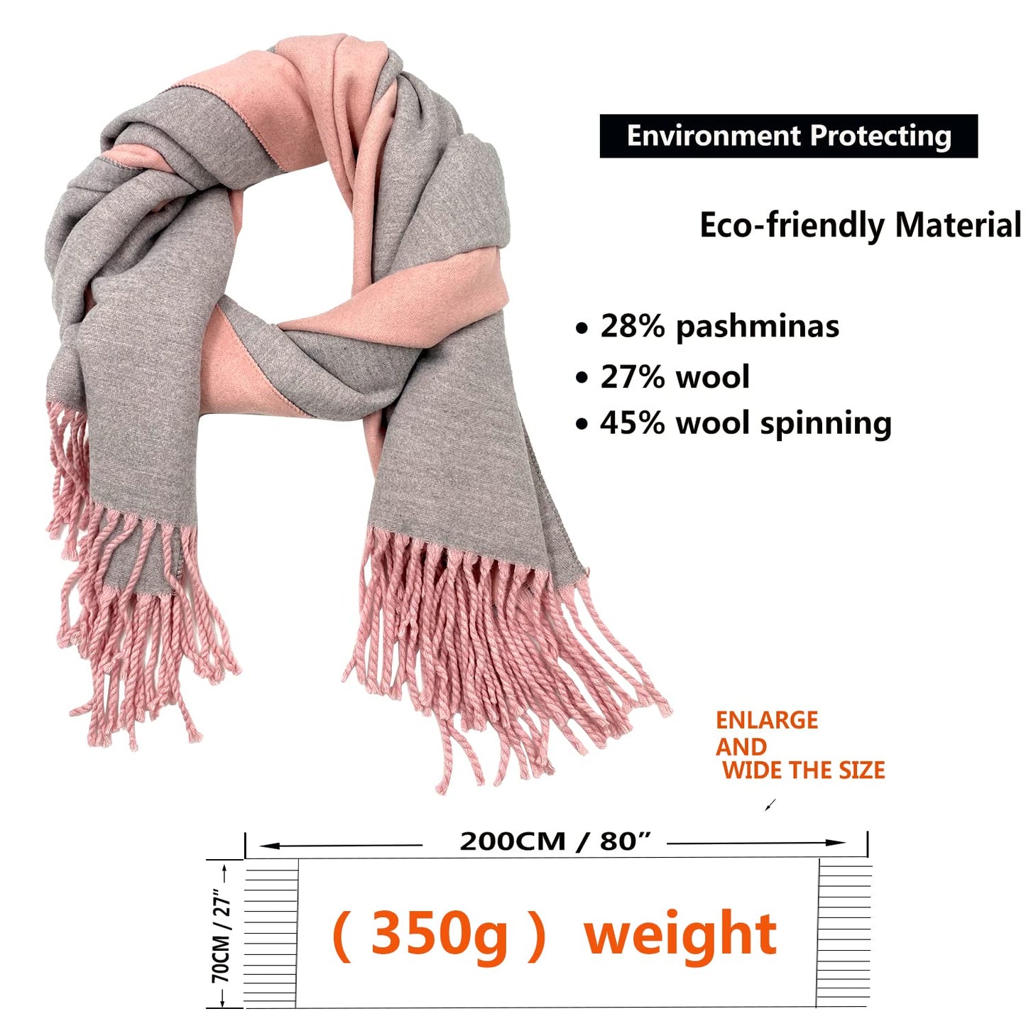 ehsbuy Cashmere Scarfs For Women Soft Pashmina Shawls And Wraps Reversible Long Large Winter Warm Thick Ladies Scarves With Tassel