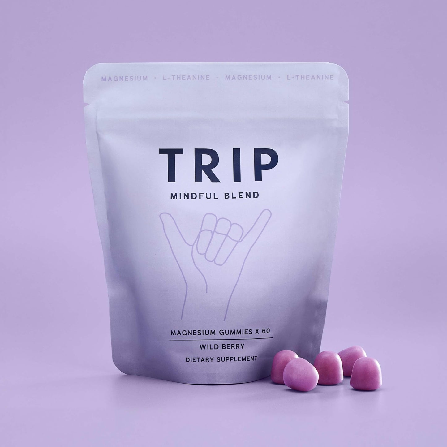 TRIP Magnesium Gummies, Wild Berry, 5,400mg Magnesium Citrate per Pack, 90mg x 60 Gummies, Highly Absorbable, Electrolyte Balance, Plant-Powered, Sugar-Free & 3rd Party Tested