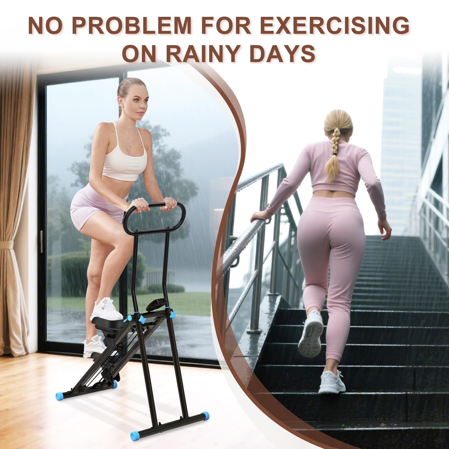 HXD-ERGO Vertical Climber Exercise Machine for Home Gym, Compact Foldable Stair Stepper Fitness Equipment with 310LBS/140kg Loading Capacity, Adjustable Handlebars, Extended Step Range
