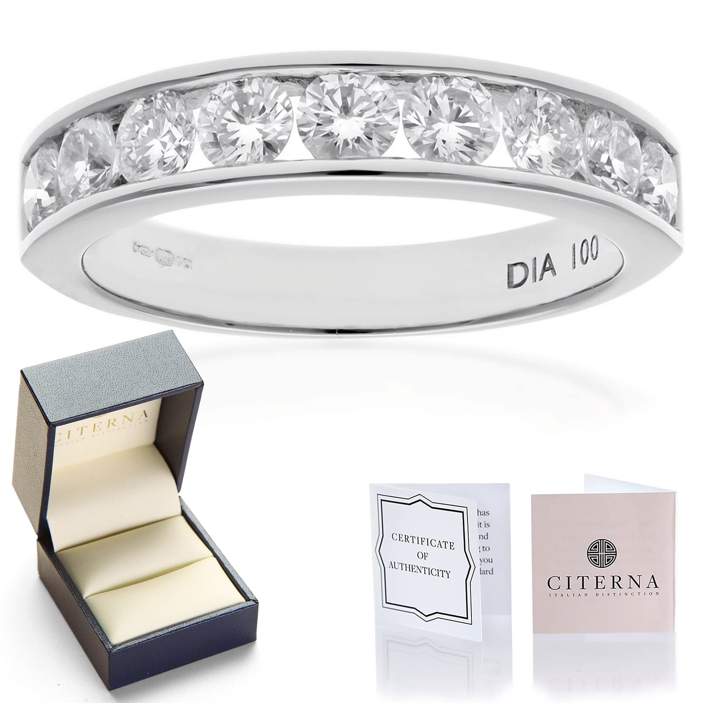 Citerna White Gold Ring - Premium Quality Gold Eternity Engagement Rings Embellished with Cubic Zirconia - Stunning and Durable Gold Rings for Women - Branded Box Included