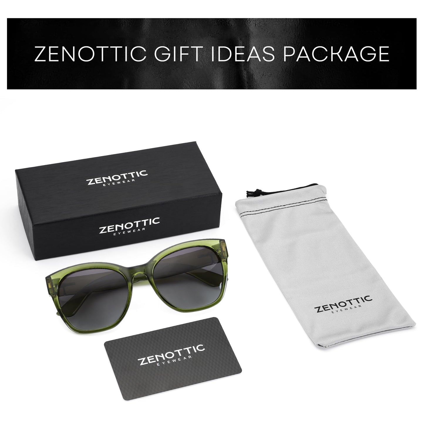 ZENOTTIC Cat Eye Polarised Sunglasses for Women - Oversized Sun Glasses UV400 Protection Retro Shades Designer Style