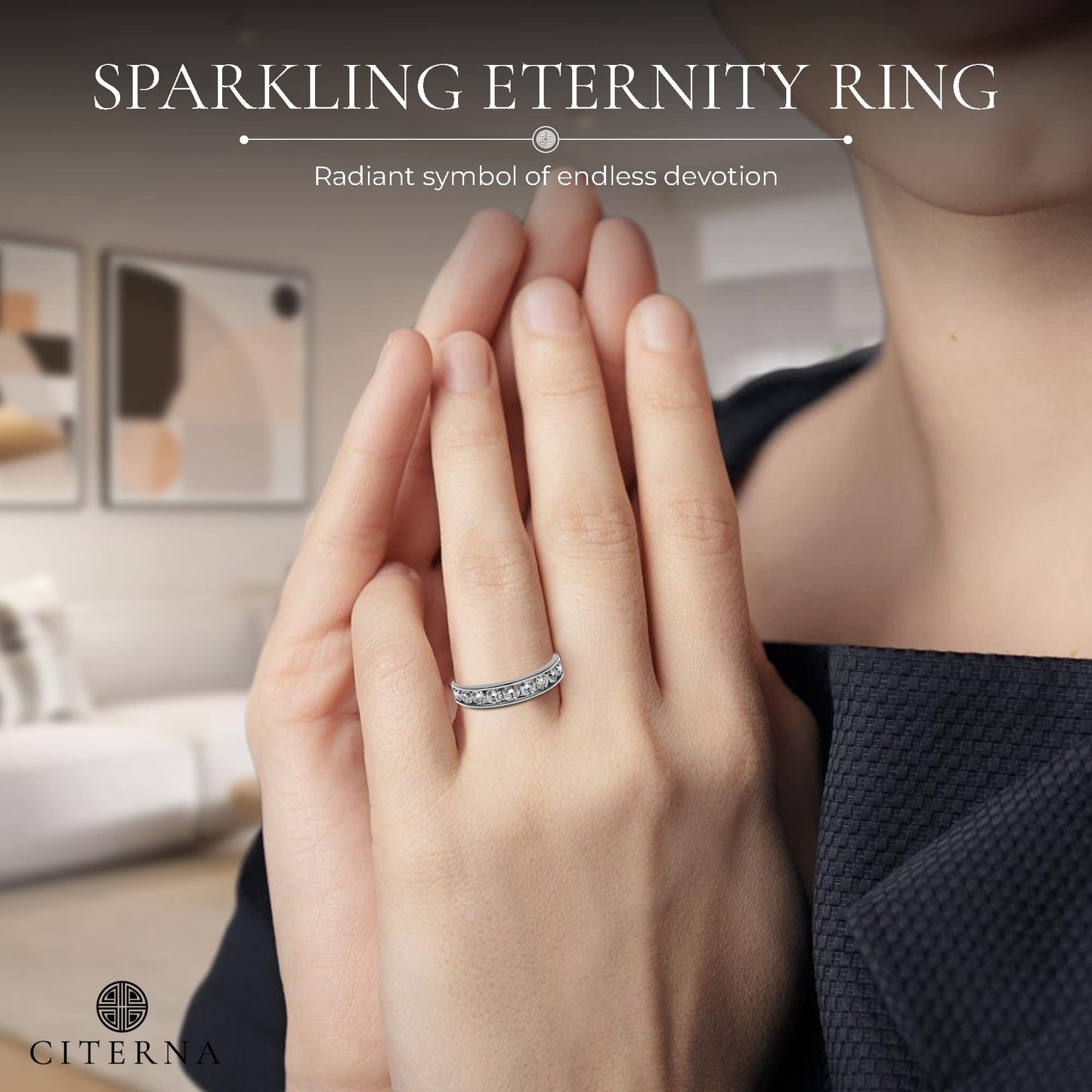 Citerna White Gold Ring - Premium Quality Gold Eternity Engagement Rings Embellished with Cubic Zirconia - Stunning and Durable Gold Rings for Women - Branded Box Included