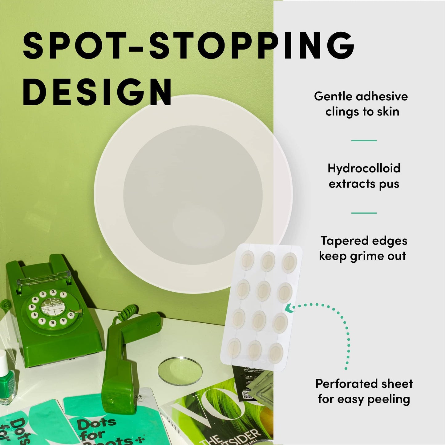 Dots for Spots Pimple Patches - Pack of 24 Translucent Hydrocolloid Spot Treatment Stickers for Face - Fast-Acting, Vegan & Cruelty Free - Korean Skin Care