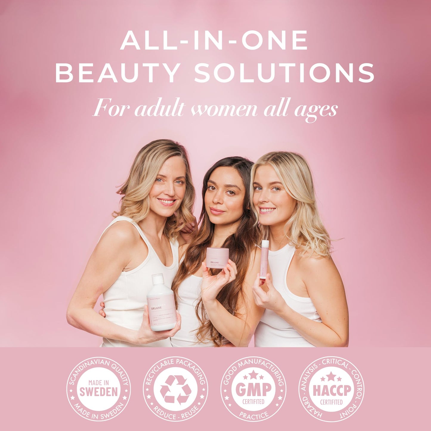 Swedish Collagen Deluxe | 12,500 mg Hydrolysed Marine Collagen Liquid Supplement - 500 ml, 20 Day Supply | Hyaluronic Acid, Biotin and Vitamin C for Healthy Hair, Skin, Nails and Joints | Sugar-Free