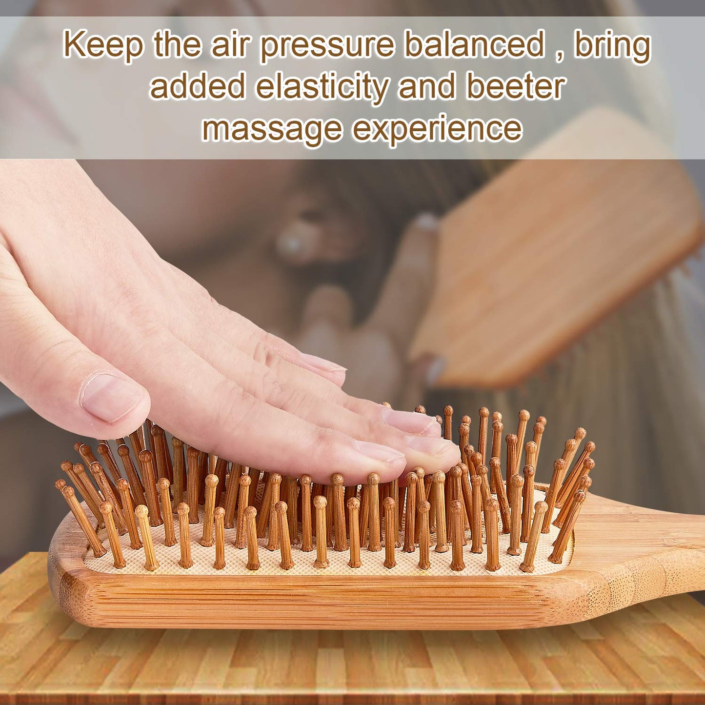 Hair Brush Bamboo Hairbrush For Long,Thick,Curly,Wavy,Dry or Damaged Hair, Paddle Hair Brush Reducing Hair Breakage and Frizzy, No More Tangle