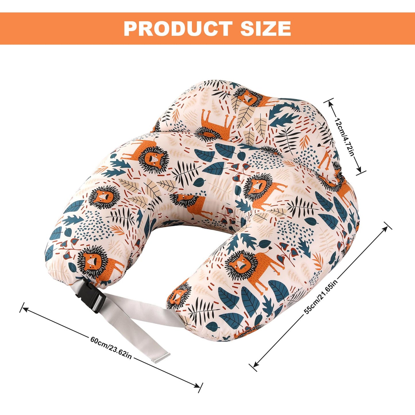 Nursing Pillow for Breastfeeding: 100% Cotton Infant Feeding Pillow Multifunctional Pregnancy Feeding Pillows for Mom Ergonomic Support U Shaped Nursing Maternity Pregnancy Gift (Cartoon Lion)