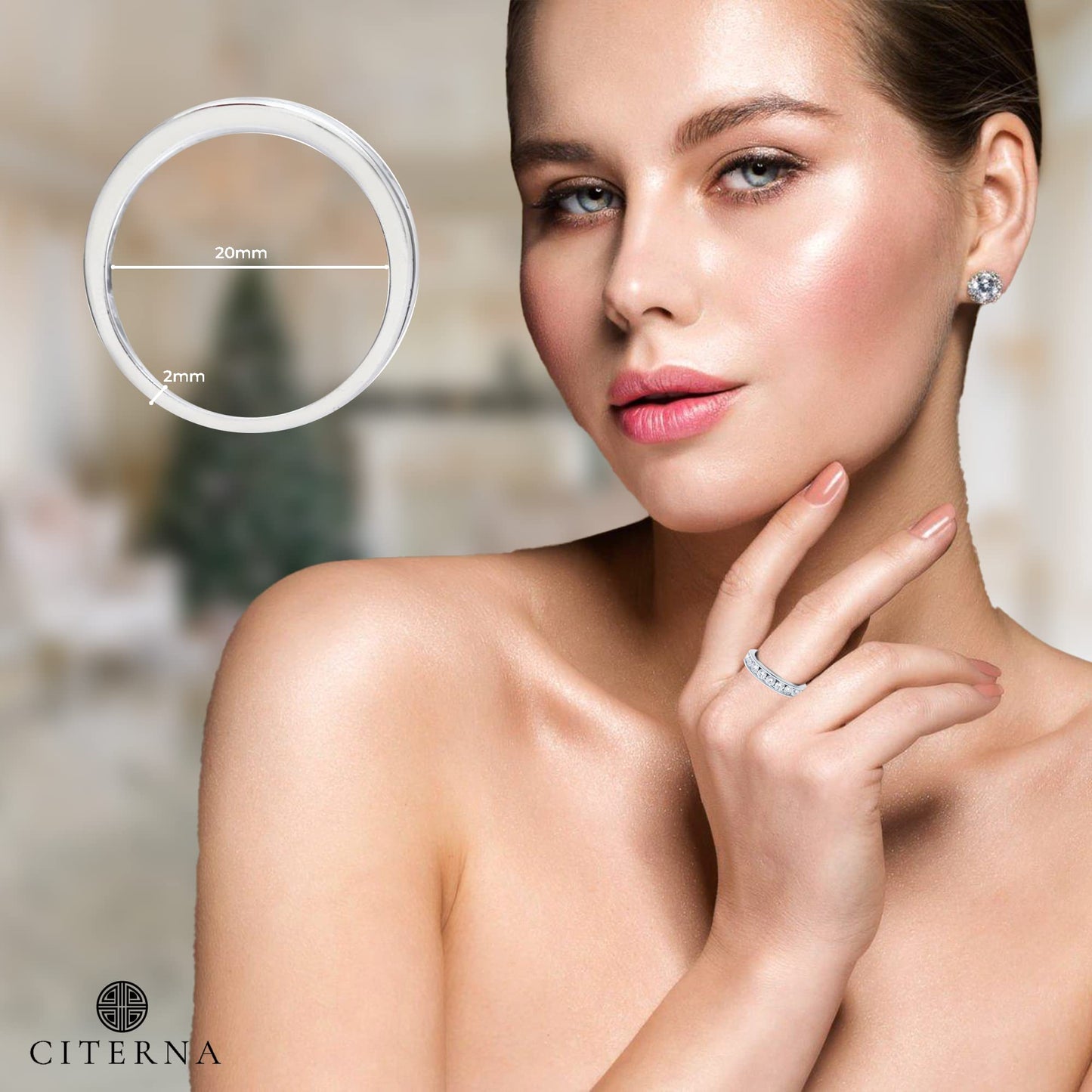 Citerna White Gold Ring - Premium Quality Gold Eternity Engagement Rings Embellished with Cubic Zirconia - Stunning and Durable Gold Rings for Women - Branded Box Included