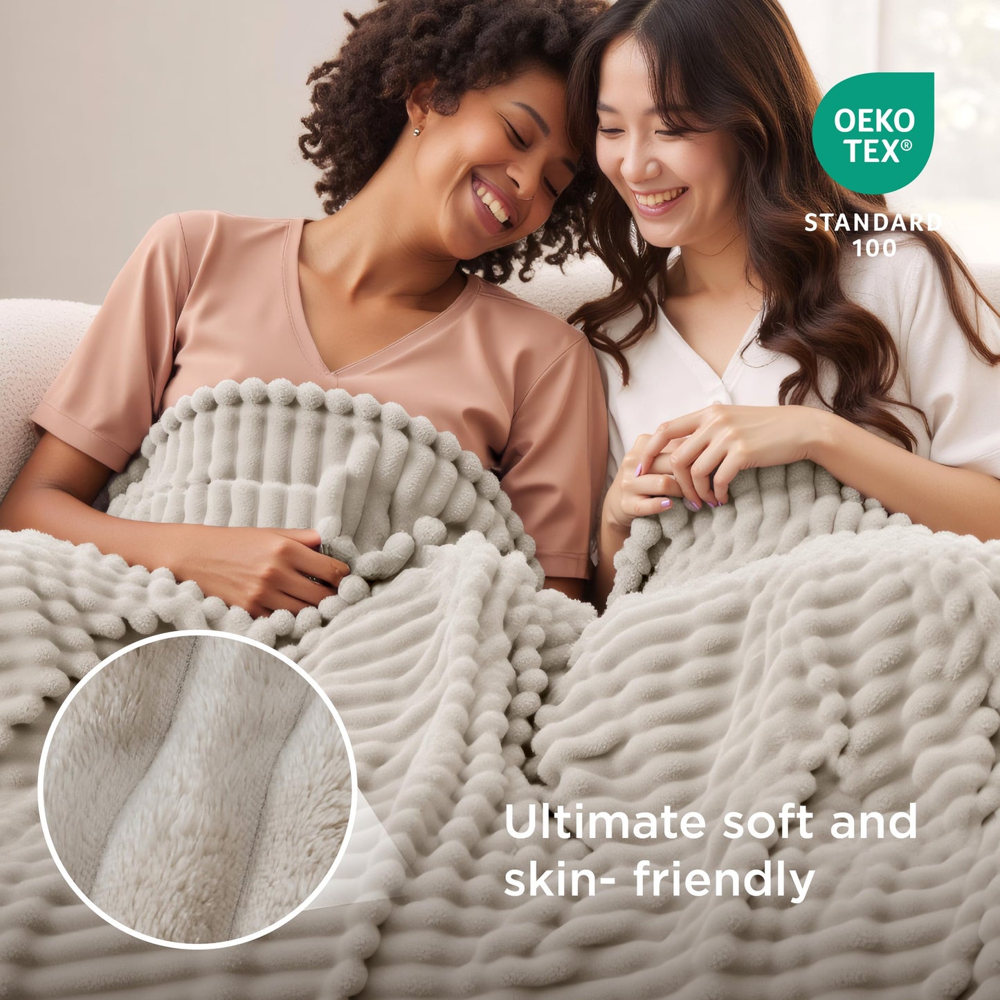 Bedsure Fleece Throw Blanket for Sofa - Fluffy Cosy Warm Blankets for Bed, Soft Cute Single Throw Gifts for Women and Girls, Beige, 130x170 cm