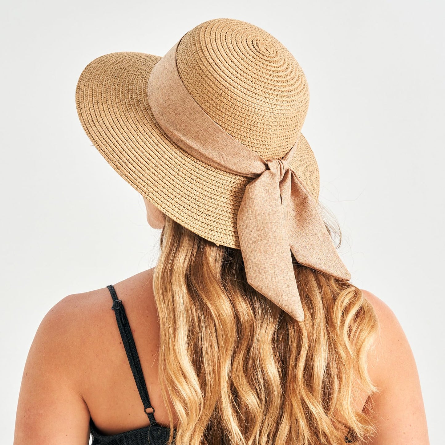 Gajaous Beach Sun Hats for Women UPF 50+, Wide Brim Straw Hat for Women with Bow Decoration, Lightweight Foldable Packable Summer Travel Straw Sun Hat