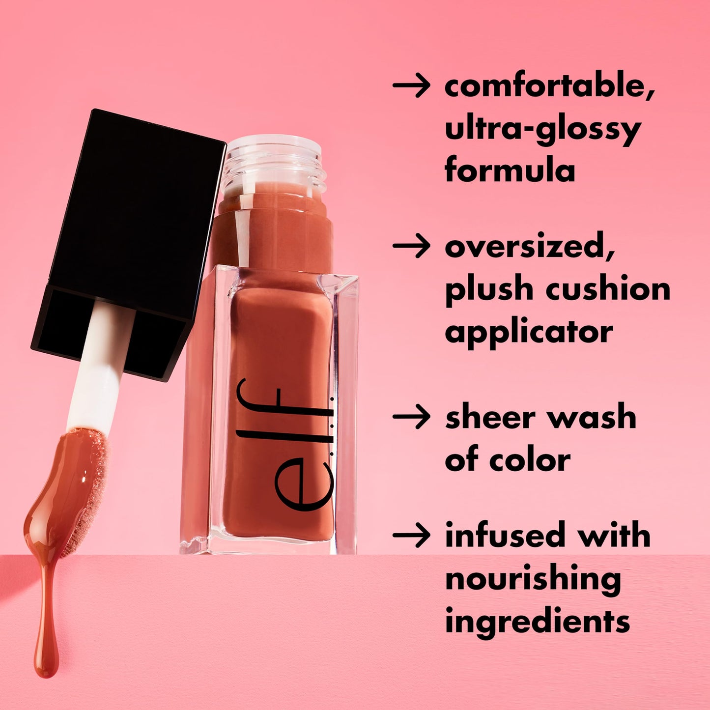 e.l.f. Glow Reviver Lip Oil, Nourishing Tinted Lip Oil For A High-Shine Finish, Infused With apricot oil, Vegan & Cruelty-Free, Rose Envy