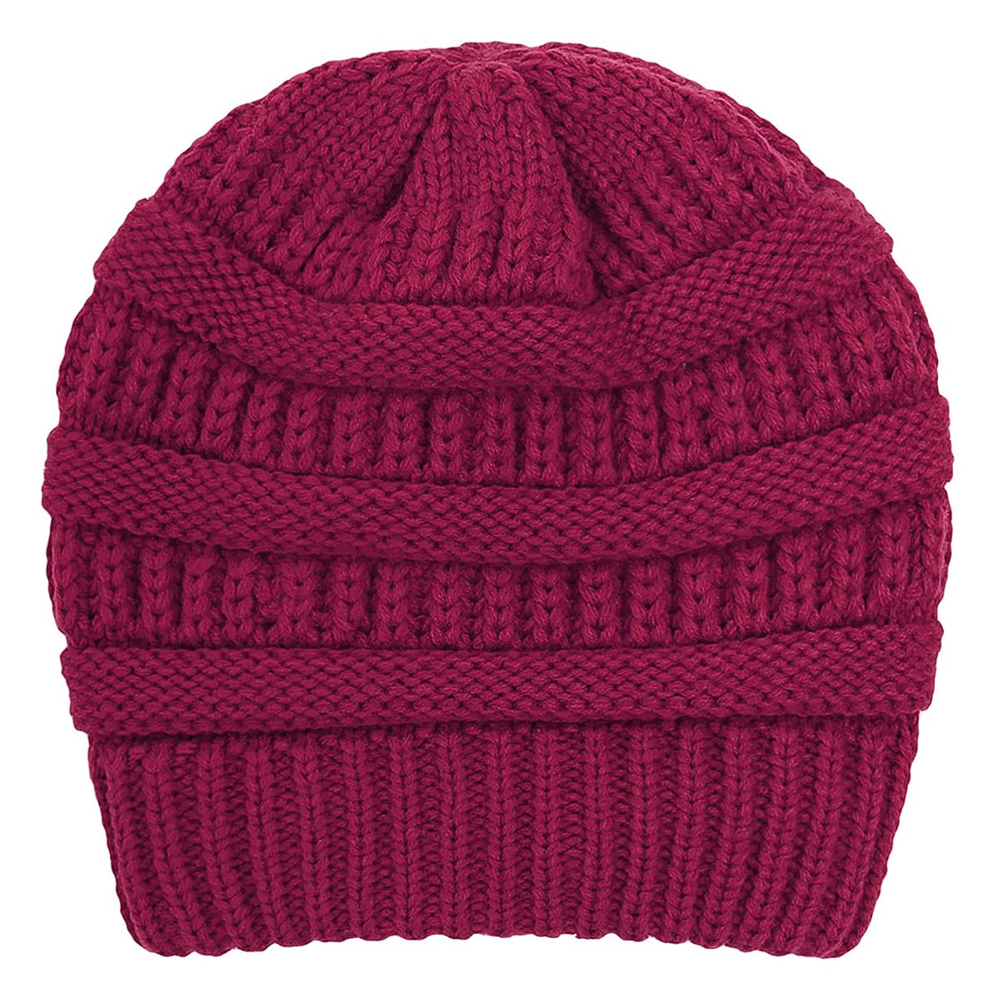 Hcimooy Winter Warm Knitted Hat Satin Silk Lined Cable Knit Beanie Chunky Slouchy Skull Cap for Womens (Wine red)