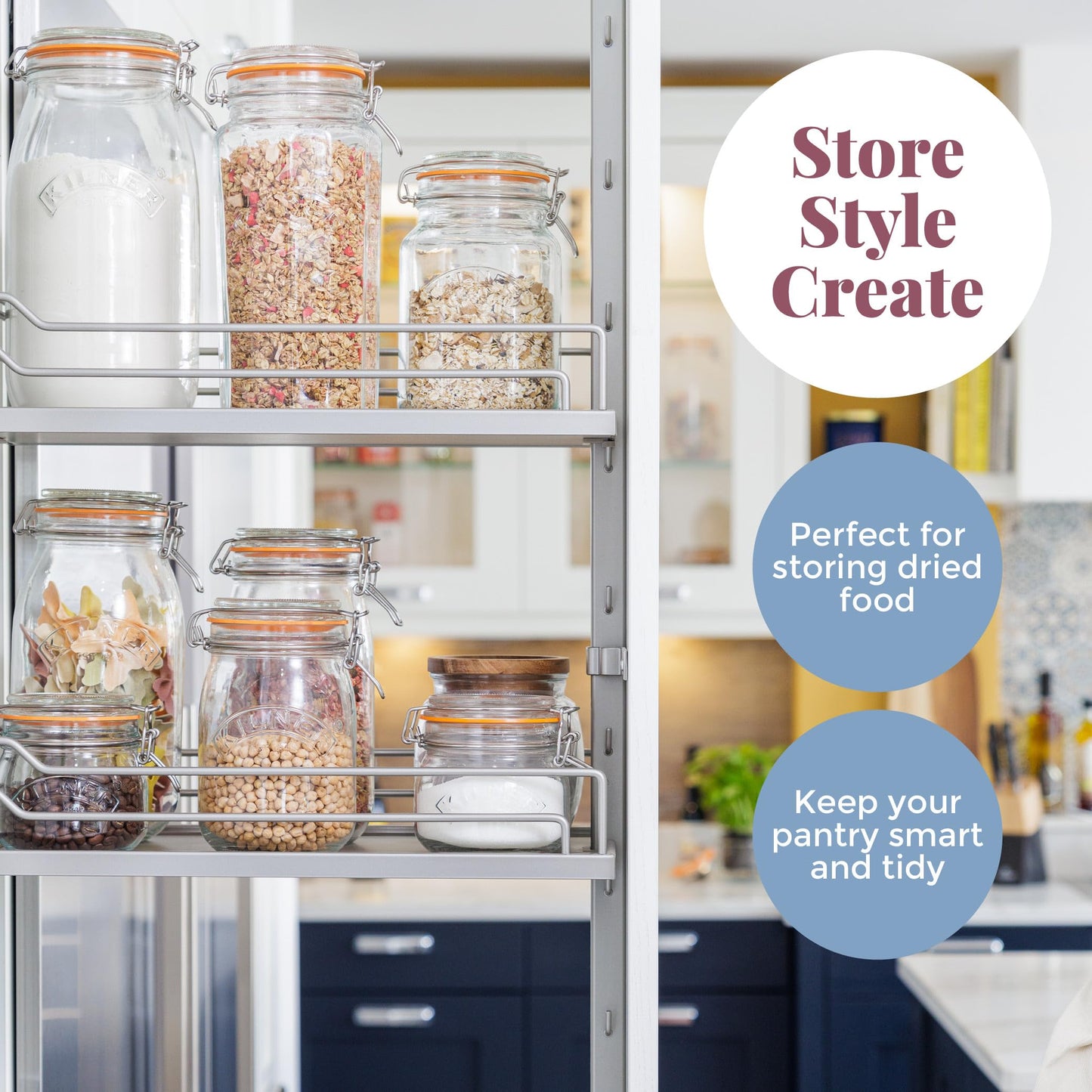 Kilner Clip Top Jar 1 Litre (1000 ml) Airtight Glass Storage Jar for Preserving Fruits Vegetables Coffee Tea Rice Flour Nuts Pasta