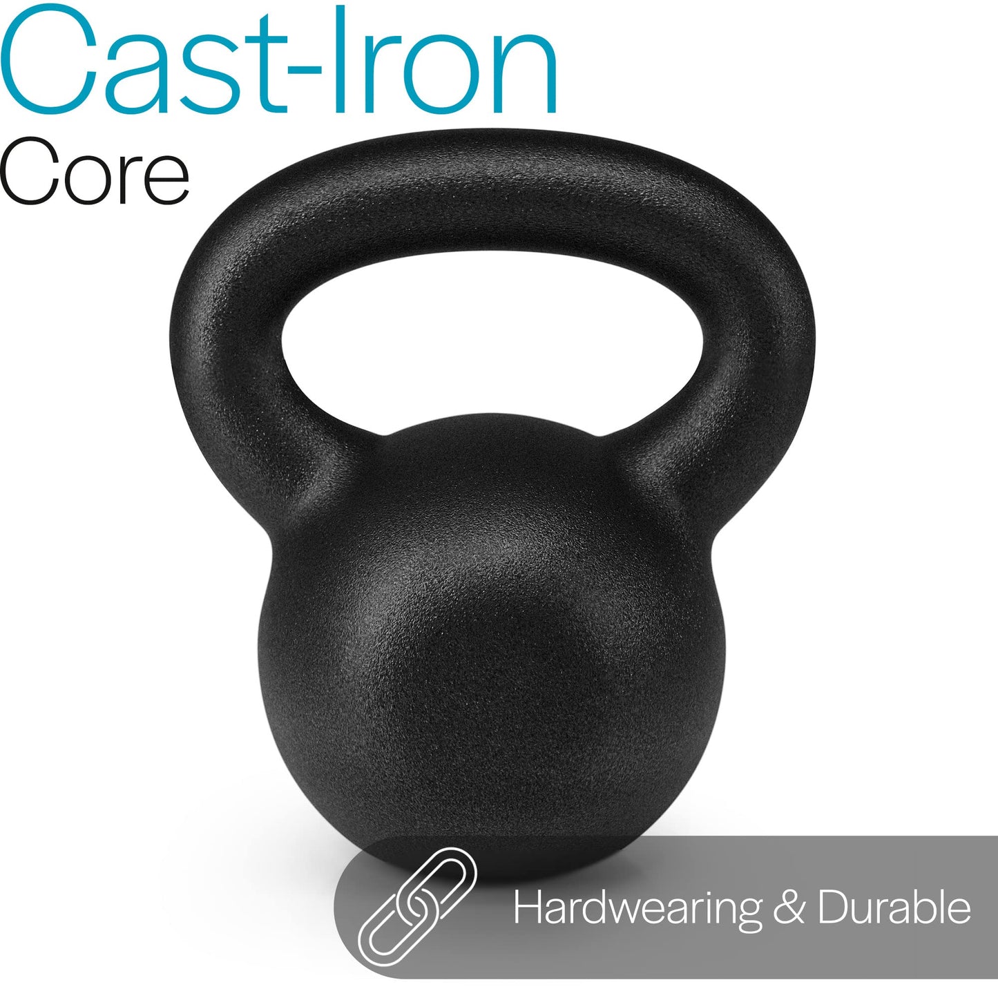 Core Balance 8kg Kettlebell Weight Cast Iron Neoprene Coated Heavy Duty Strength Training (Orange)