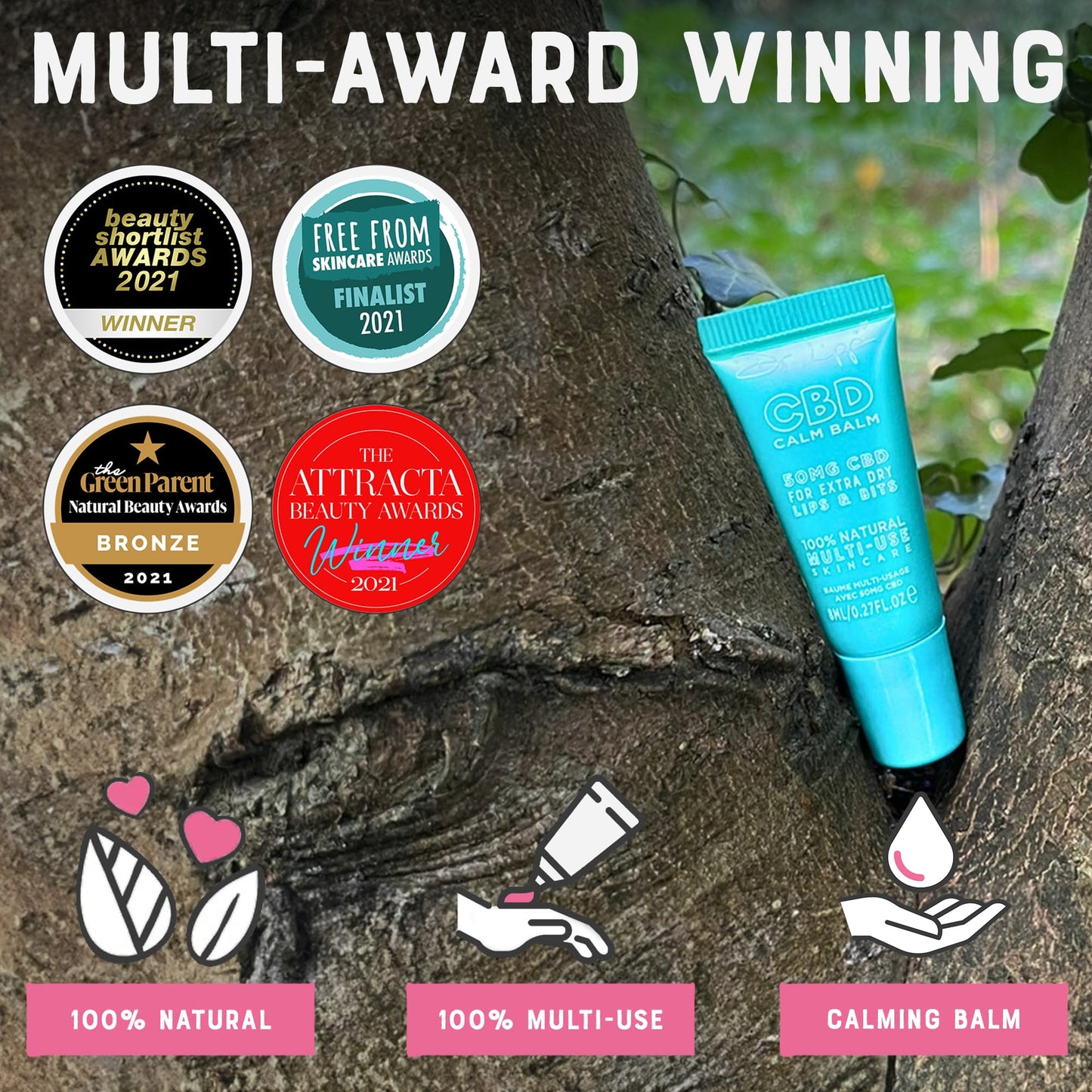 Dr. Lipp CBD Calm Balm 0.27 fl oz / 8ml – 5-in-ONE Multi-Use Ultra Moisturising Lip Balm for Extra Dry Chapped Lips & Bits – With 50mg Cannabidiol & 100% Natural Lanolin – Fragrance & Cruelty Free