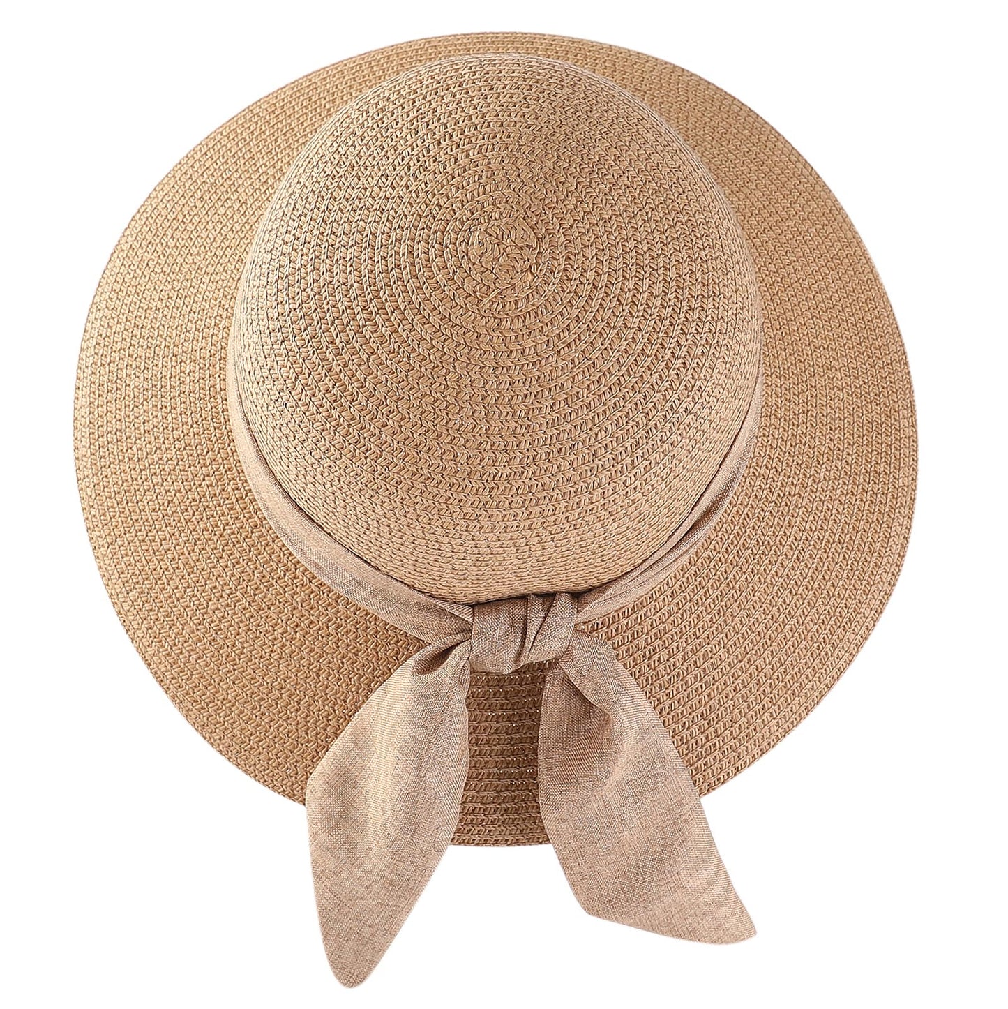 Gajaous Beach Sun Hats for Women UPF 50+, Wide Brim Straw Hat for Women with Bow Decoration, Lightweight Foldable Packable Summer Travel Straw Sun Hat