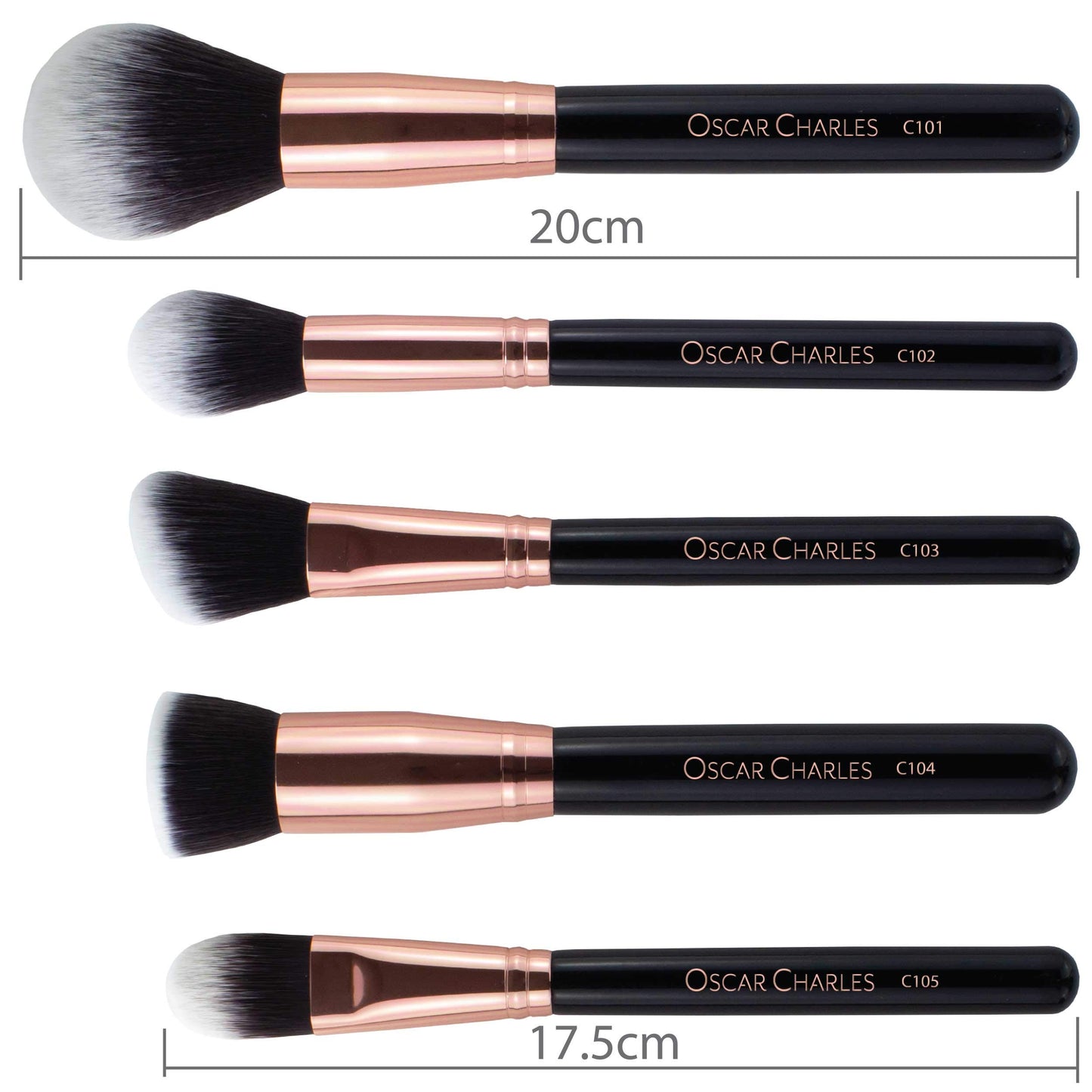 Oscar Charles Makeup Brush Set, 12 Piece Makeup Brushes Set Professional, Six Face Make up Brushes & Six Eye Makeup Brushes Set - Rose Gold