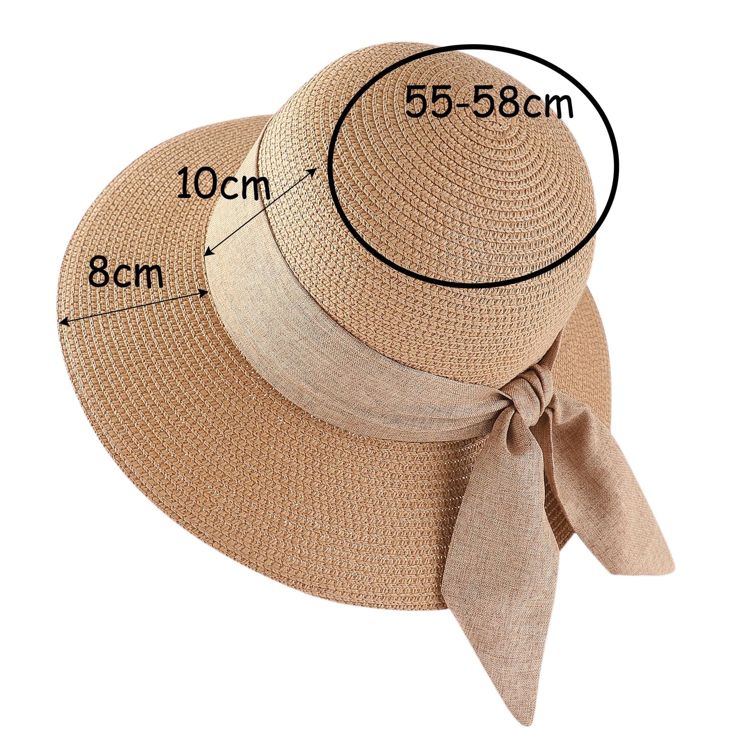 Gajaous Beach Sun Hats for Women UPF 50+, Wide Brim Straw Hat for Women with Bow Decoration, Lightweight Foldable Packable Summer Travel Straw Sun Hat