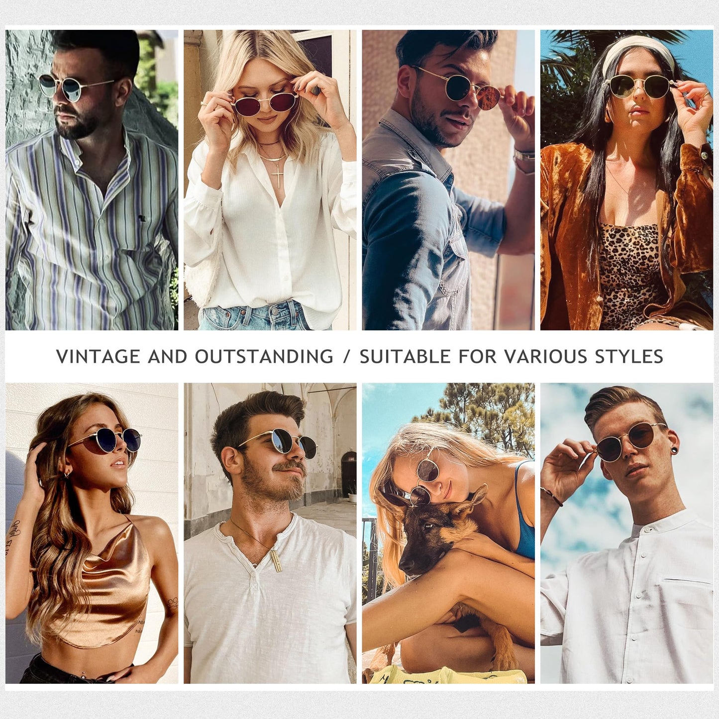 SUNGAIT Round Vintage Polarised Sunglasses Classic Retro Metal Frame Sunglasses Circular for Women Men(Gold Frame/Polarized Green Lens)-SGT059JKMOLVUUK