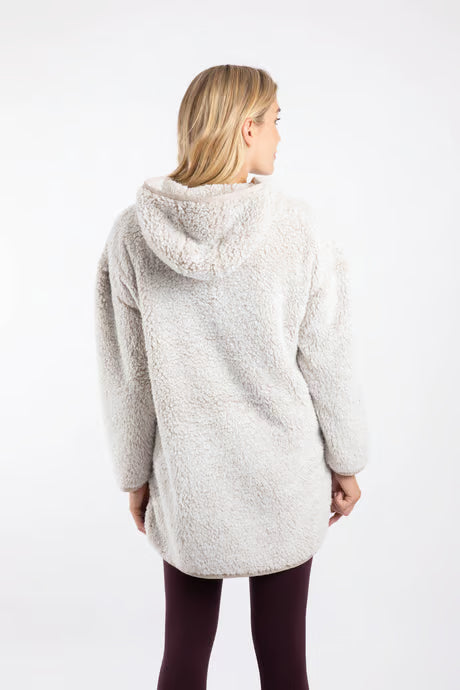 Weird Fish - Faye Cosy Longline Fleece Hoodie Beige