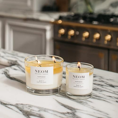 Neom Happiness Scented Candle, 1 Wick | Essential Oil Aromatherapy Candle | Neroli, Mimosa & Lemon | Scent to Make You Happy,White,185 g (Pack of 1),1101170