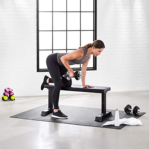 Amazon Basics High Density Exercise Equipment and Treadmill Gym Floor Mat, Sleek Black, 0.76 x 1.83 Meters