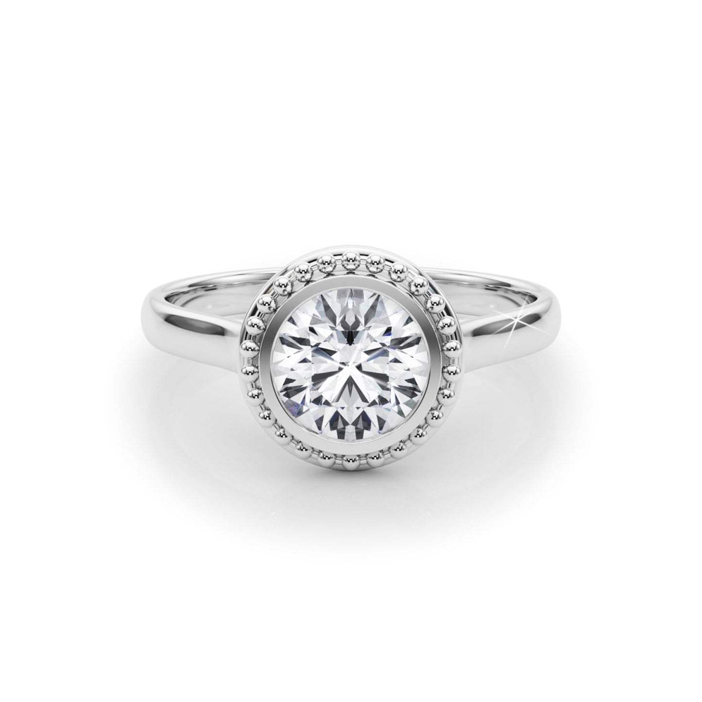JTC LTD 9K White Gold 0.25 Ct Bezel Set Lab Grown Diamond Solitaire Ring | UK Hallmarked Engagement Ring - Size Q