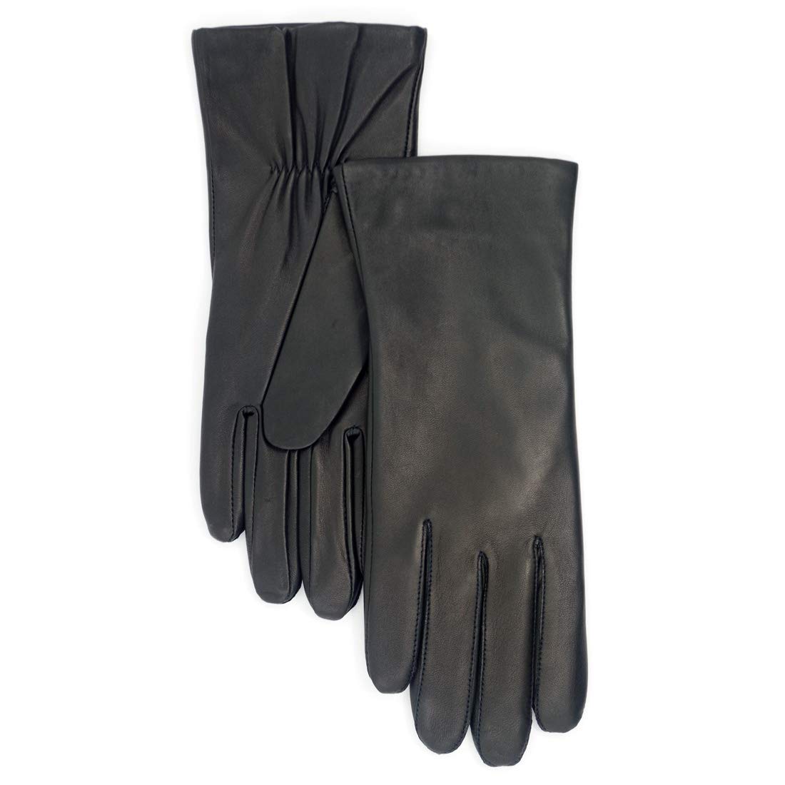 Harssidanzar Women's Leather Winter Gloves,Genuine Lambskin Leather Lined Cashmere Warm Driving Gloves For Women GL006UK,Black,Size XL