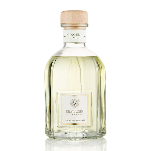 Dr. Vranjes - Ginger Lime 250 ml Diffuser + Double Pack of White Sticks (3 Pieces Bundle)- Luxury Home Fragrance, Made in Italy, Main Scent: Fruity, Olfactory Pyramid: Lime, Ginger, White Pepper