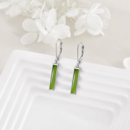 YFN Peridot Bar Earrings for Women Sterling Silver Peridot Leverback Earrings Peridot Jewelry Gift for Women (Peridot)