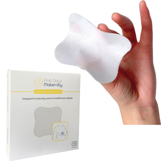 First Days Maternity, Hydrogel Breast Pads - Instant Cooling Relief for Sore Nipples - Nursing Pads with Soft Fabric Backing for Extra Protection - Breastfeeding Essential (Pack of 10)
