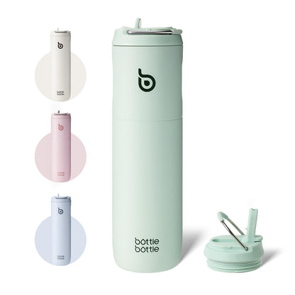 Bottle Bottle Stainless Steel Water Bottle 700ml with Straw and Lid Sports Insulated Metal Water Bottles with Handle(Light Green)
