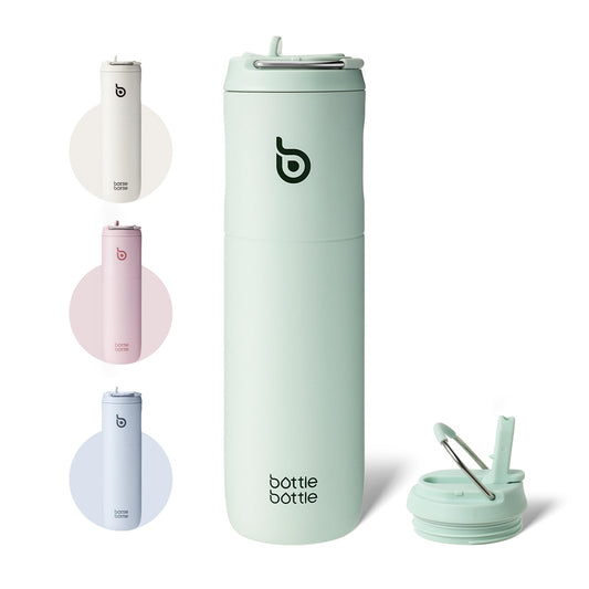 Bottle Bottle Stainless Steel Water Bottle 700ml with Straw and Lid Sports Insulated Metal Water Bottles with Handle(Light Green)