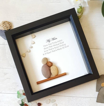 My Mum Pebble Art Picture, Mum Gift From Daughter/Son, Mum Birthday Mother's Day Pebble Art Gift, Family Pebble Mummy Mom Birthday Present. (My Mum)